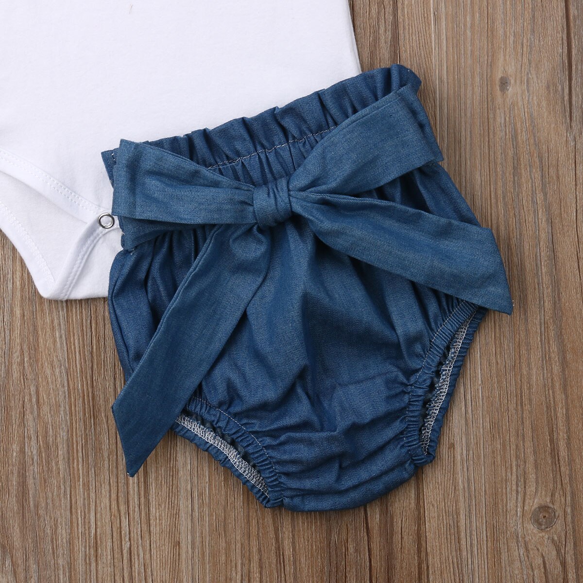 Baby Zomer Kleding Baby Baby Meisje Jongens Kleding Brief Witte Korte Mouwen Romper Denim Shorts Casual Outfit Sets 0 -24 M
