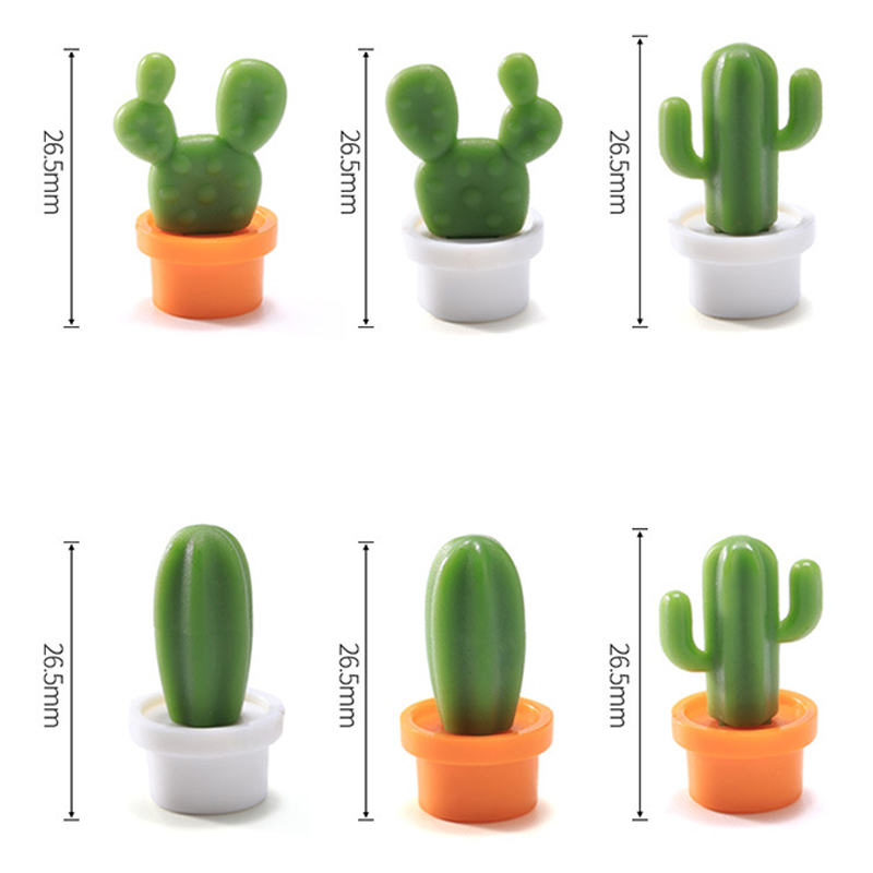 Tablero de mensajes de plantas suculentas en 3D, recordatorio para cocina, botón magnético, accesorios de decoración de Cactus, 6 unids/set por juego
