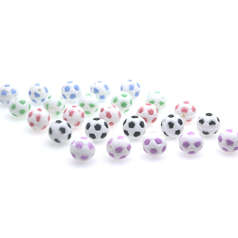 kovict 5pcs Silicone Beads 15mm Baby Teether Football Food Grade Silicone Soccer Round Bead BPA Free Bracelet