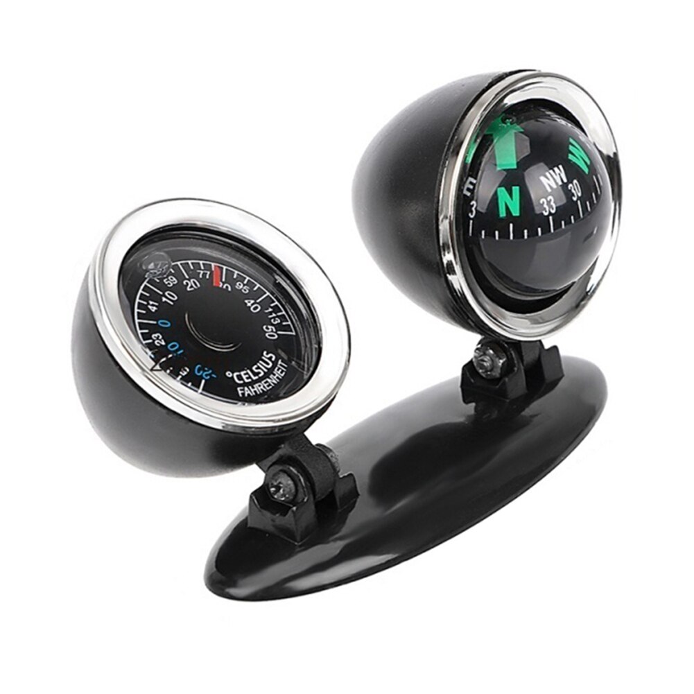 2-in-1 Car Vehicle High Precision Compass Thermometer Guide Ball Interior Decor