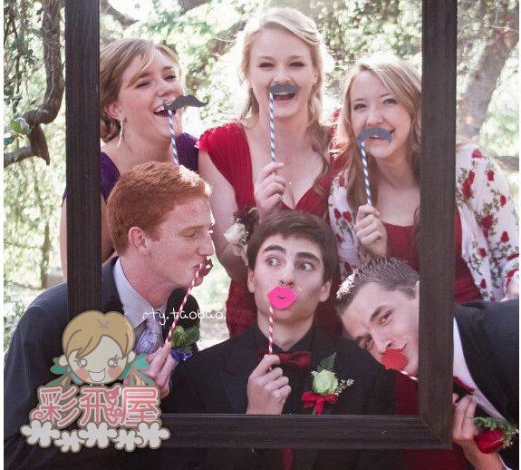 58pcs/set Funny Photo Booth Props Stick Frame Weeding Birthday Party DIY Supplies Photobooth