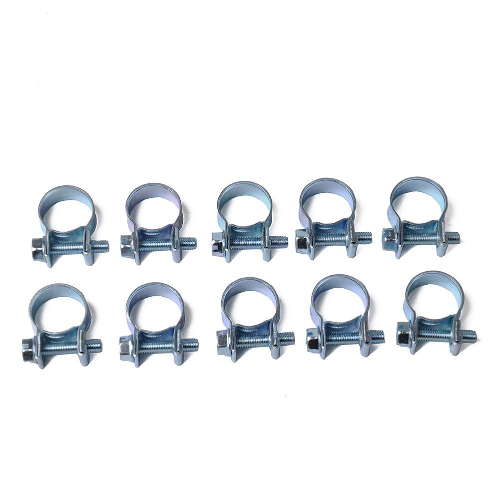Mini abrazaderas de manguera de acero inoxidable, 10 piezas, 7-18MM, ajustable, línea de combustible, tamaño de tornillo sin fin,: 14-16MM