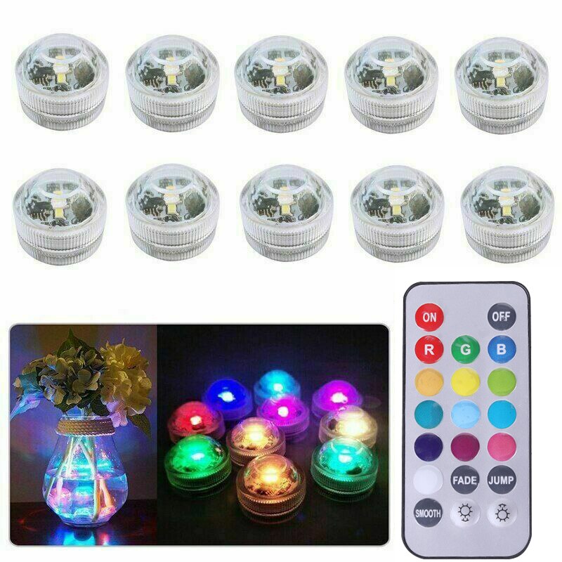 1 stk fest te mini led lys med batteri fjernbetjening dyk bordlampe indendørs dekoration jule bryllup belysning