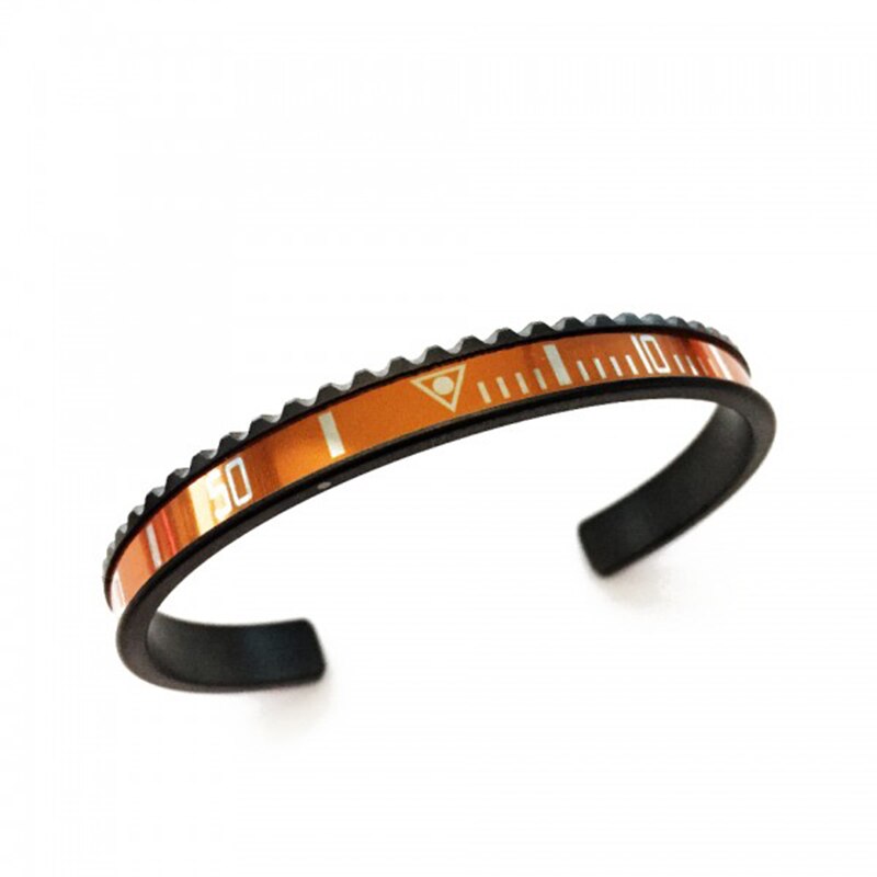 Aço inoxidável manguito pulseiras famosa marca preta pulseira de carro da motocicleta para mulheres s03: black-orange