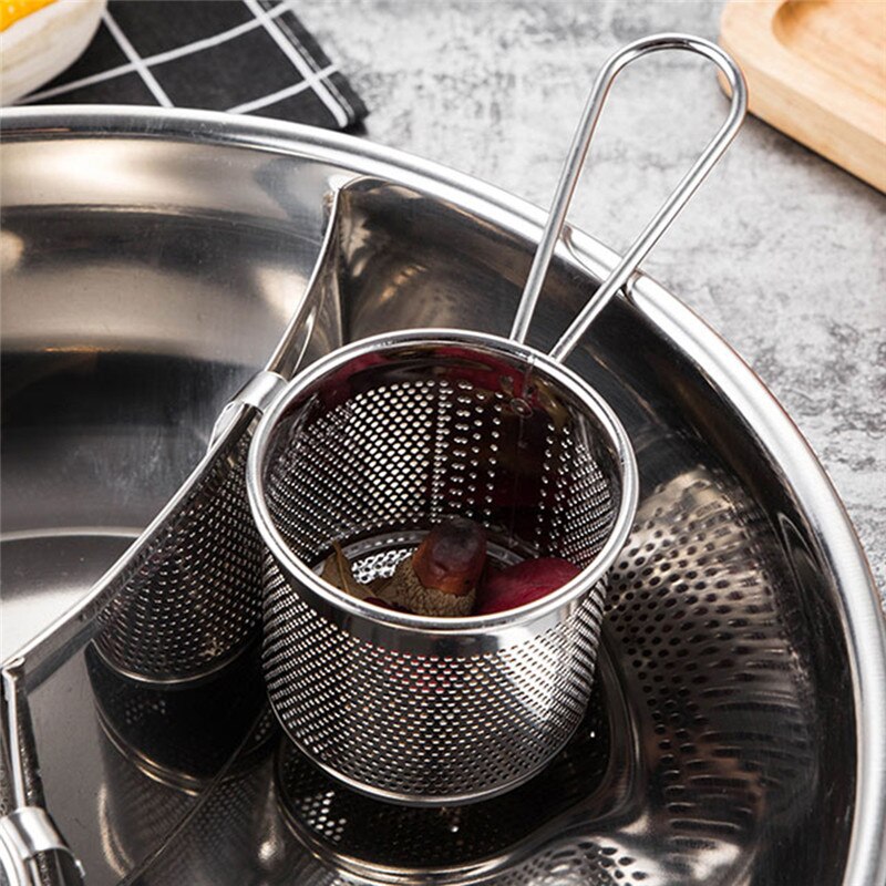Zilver Rvs Pot Zeef Friteuse Koekenpan Zeef Food Vergiet Noodle Dumplings Filter Keukengerei