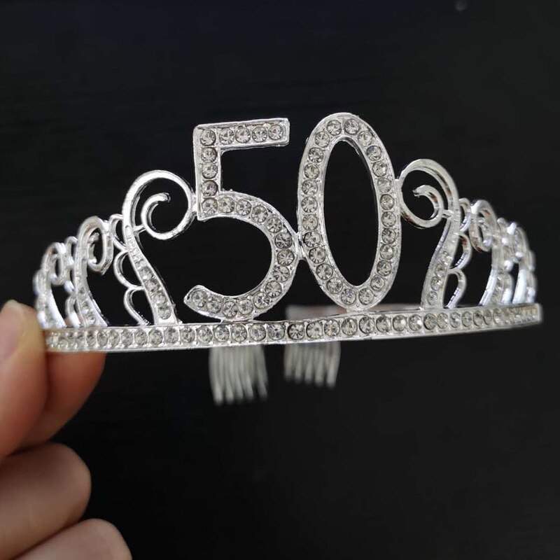 Décorations de fête d'anniversaire pour adultes, 30, 40, 50, diadème en cristal, couronne de princesse, accessoires, décoration de joyeux 30 ans