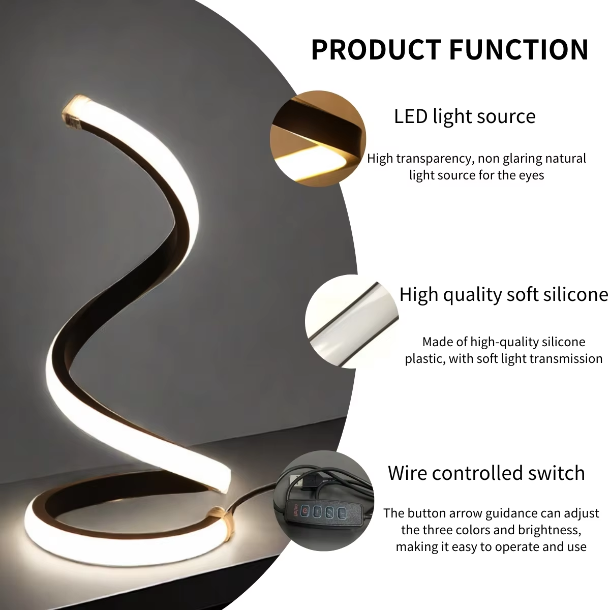LED moderne minimalistische spiraal bureaulamp draadgestuurde bureaulamp drie kleuren led omgevingslicht voor bars cafés slaapkamer kamer decor