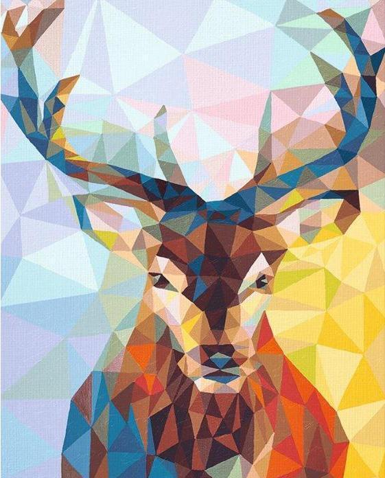 Tableau Peinture à L'Huile Cerf – Grand Format 100x100cm, Fait Main, Moderne