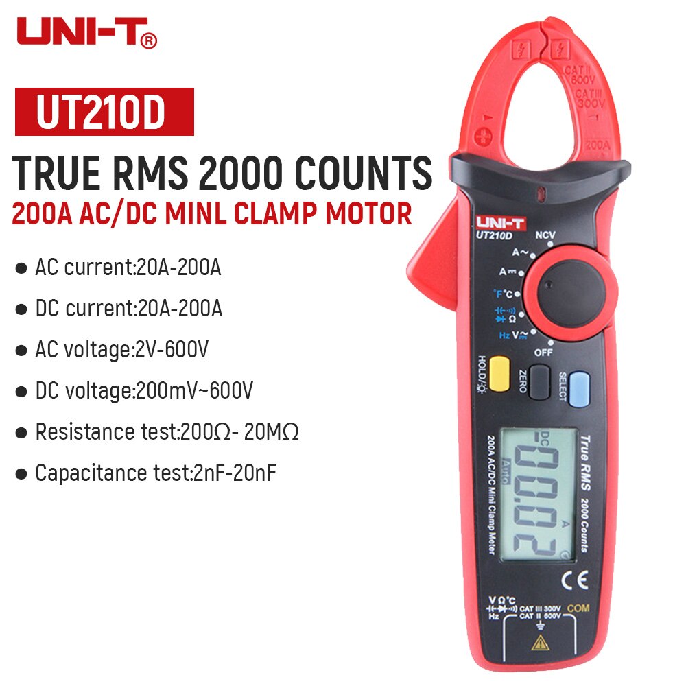 UNI-T UT210A B C D E Stroomtang Circuit Power Detectie Tester Auto Range Multimeter Dc/Ac Stroom Spanning instrumenten Bz