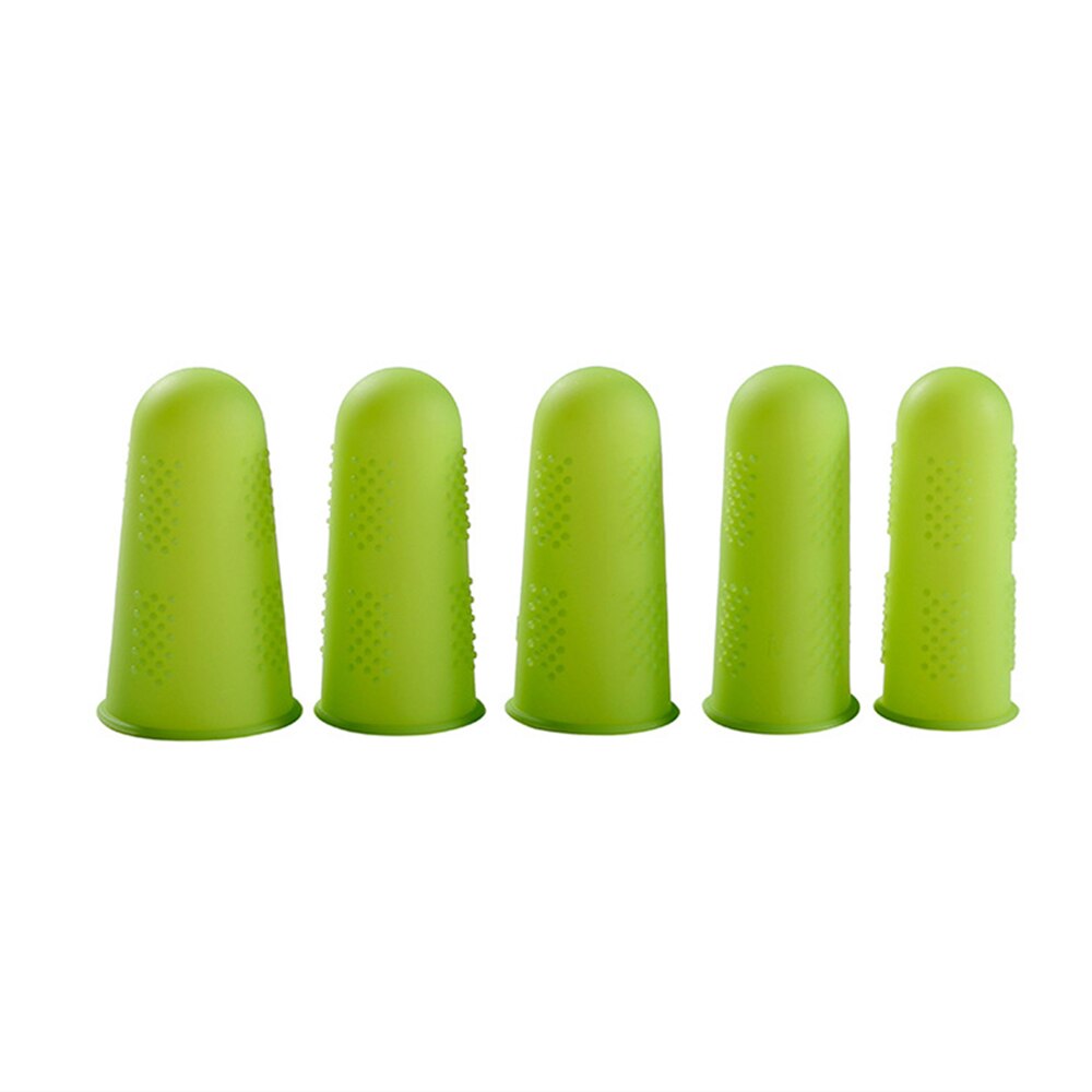 3Pcs/5Pcs Set Siliconen Vinger Beschermer Mouw Cover Anti-Cut Hittebestendige Vinger Mouwen Grote Koken keuken Gereedschap: Licht Groen / 5pcs