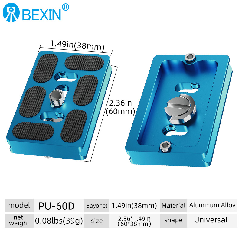 BEXIN Universal Tripod Plate Quick Release Plate Camera Quick Clamp PU Plate for Dslr Camera Arca Swiss Ballhead Tripod: green