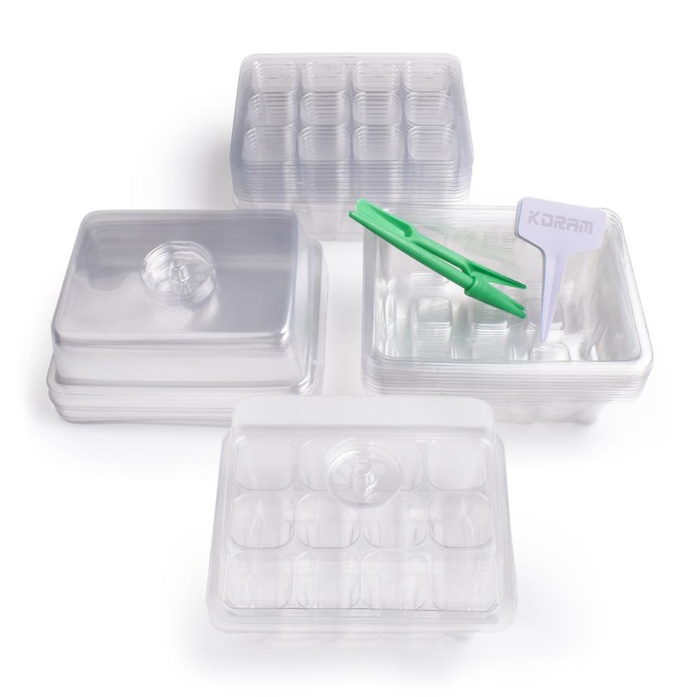 10 sæt 12 celler plante frø bakke vokse boks gennemsigtig planteskole potte frøplante starter kit spire boks til haven
