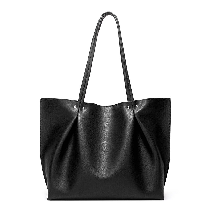 Smooza grote capaciteit pu leren schoudertassen voor dames luxe dames handtassen zwarte tas een hoofd