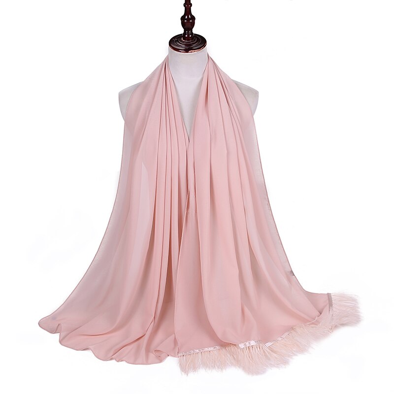 Veer Chiffon Hijab Sjaal Vrouwen Effen Kleur Kwastje Sjaals Grote Omvang Hoofdband Sjaals Cappa Wraps Bandana Islamitische Foulard: Color 5