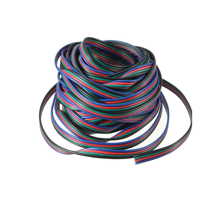 Cable de extensión RGB de 4 pines, 1M, 5M, 10M, 20M, Cable negro para 5050, 2835 smd, RGB, controlador de tira LED RGB