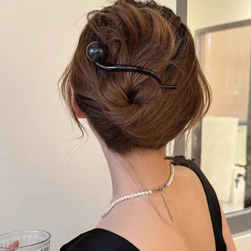 Pinzas para el cabello con forma de cola de caballo Retro para mujer, horquillas con Clip de tiburón y perlas a la , pasadores, accesorios para el cabello