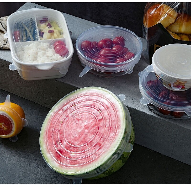 6/12 stuks siliconen rekdeksels universele voedsel siliconen wikkel kom pot deksel siliconen deksel pan koken keuken accessoires voedsel deksel