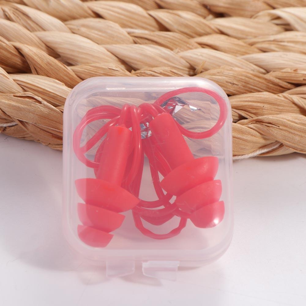 Zwemmen Accessoires Slaap Oordopjes Gehoor Voor Volwassen Zwemmen Zwemmen Oordoppen Siliconen Oordoppen Neus Clip Oordopjes met Touw: Rood