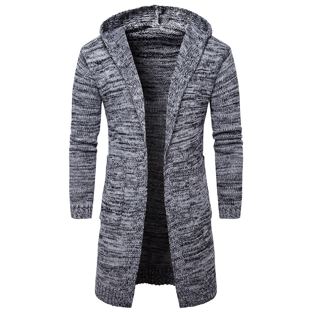 Herre lang cardigan sweater herre hættetrøje sweater frakke jakke sweater glitrende: Grå / L