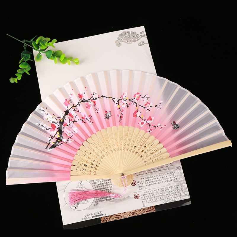 Abanico Manual con motivos de boda, disfraz antiguo, abanicos de mano plegables de estilo chino, , abanico de mano plegable de madera: plum