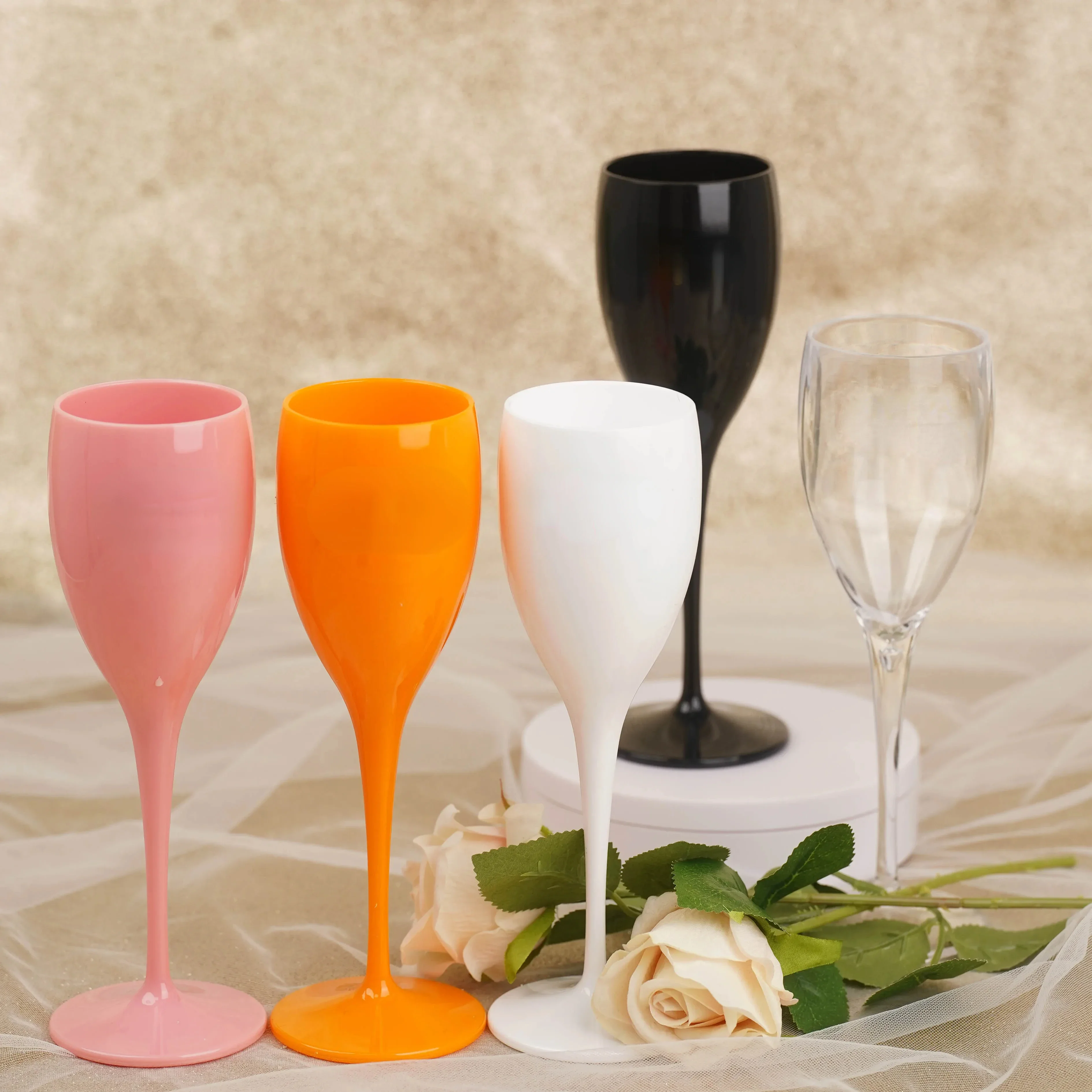 1 PC Moet Champagne Flutes Glasses PP Plastic Wine Glasses Dishwasher-safe White Acrylic Champagne Glass Transparent Wine Glass
