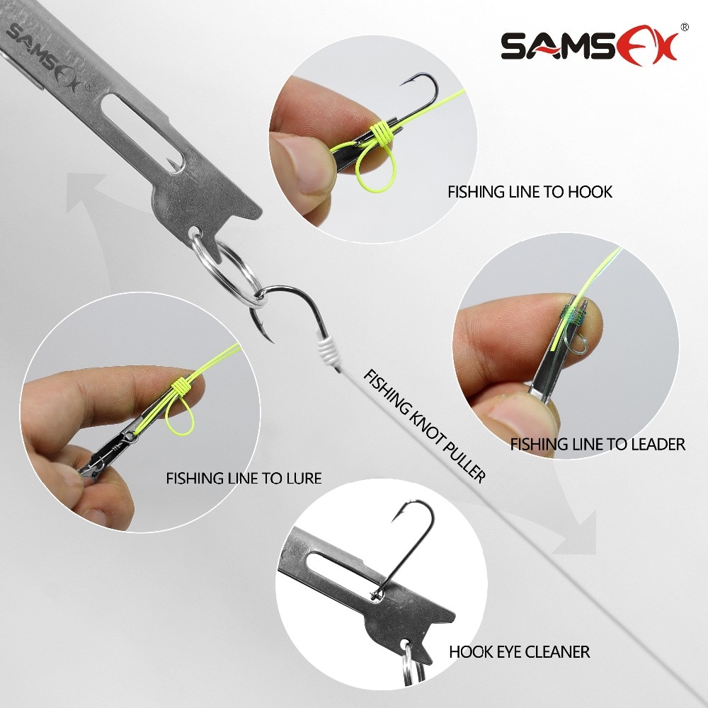 SAMSFX Quick Knot Tying Tool Loop Tyer Hook Remover w/ Zinger Retractors Fly Fishing Gear Combo Fish Tackles Accessories