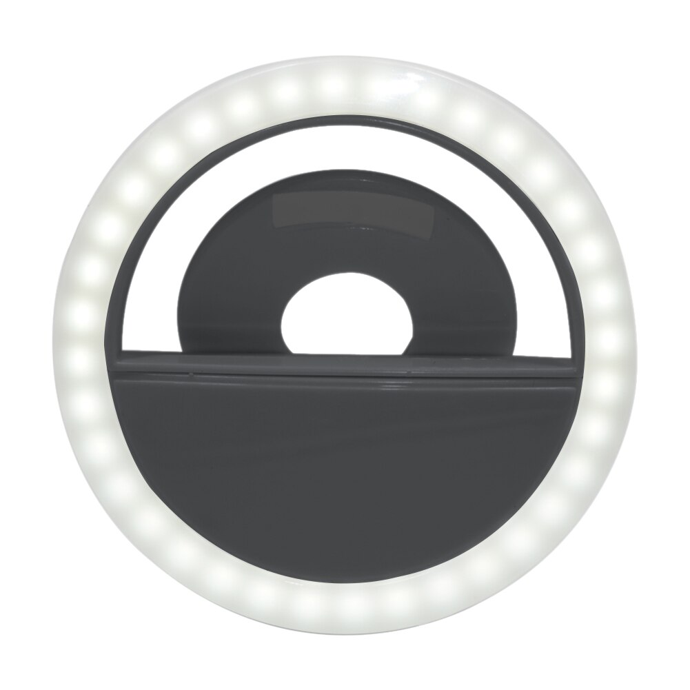 Anillo de luz LED para selfis, luz Flash Macro para iluminación de cámara de teléfono móvil, luces luminosas con Clip para iPhone 11 Pro Max: Negro