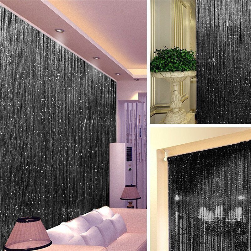Tira de borlas con purpurina para cortina, divisor de Panel de cristal para puerta, ventana, cortina decorativa, 100cm x 200cm