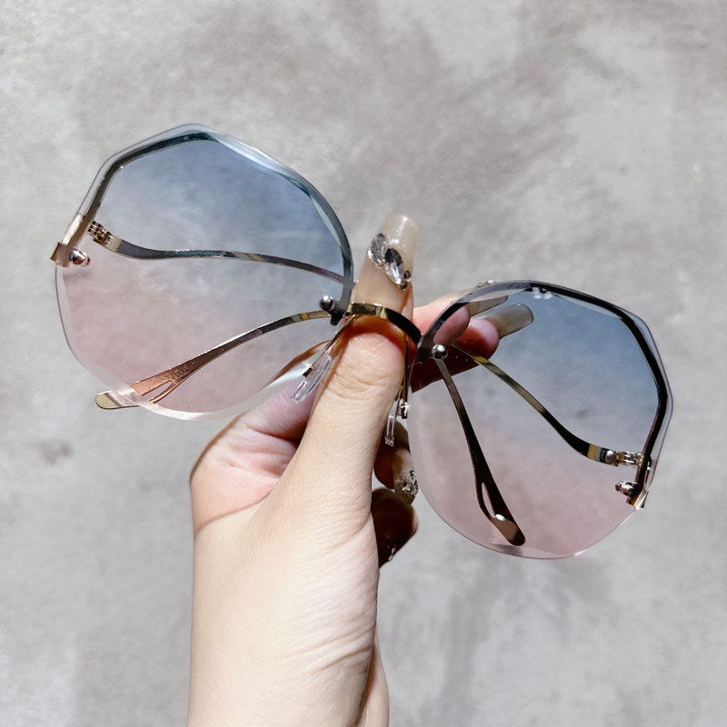 Women's Polarized Light Sunglasses Women Metal Half Frame Polygon Sun Glasses Outdoor Leisure Eyewear UV400 Oculos De Sol: green