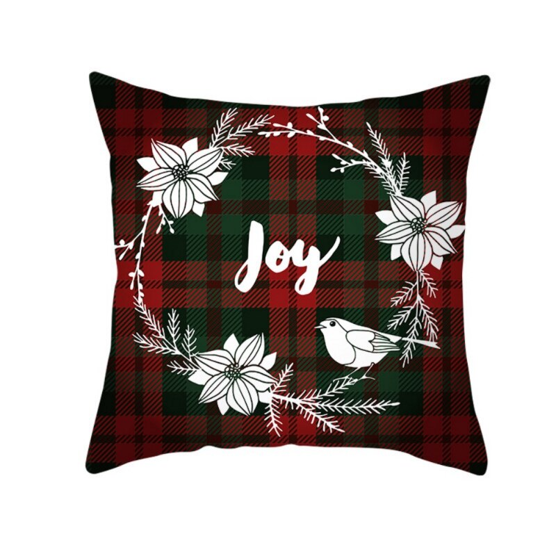 17.7in Double face décoratif thème de noël à carreaux jeter taie d'oreiller rouge vert noir Plaid taie d'oreiller pour la maison