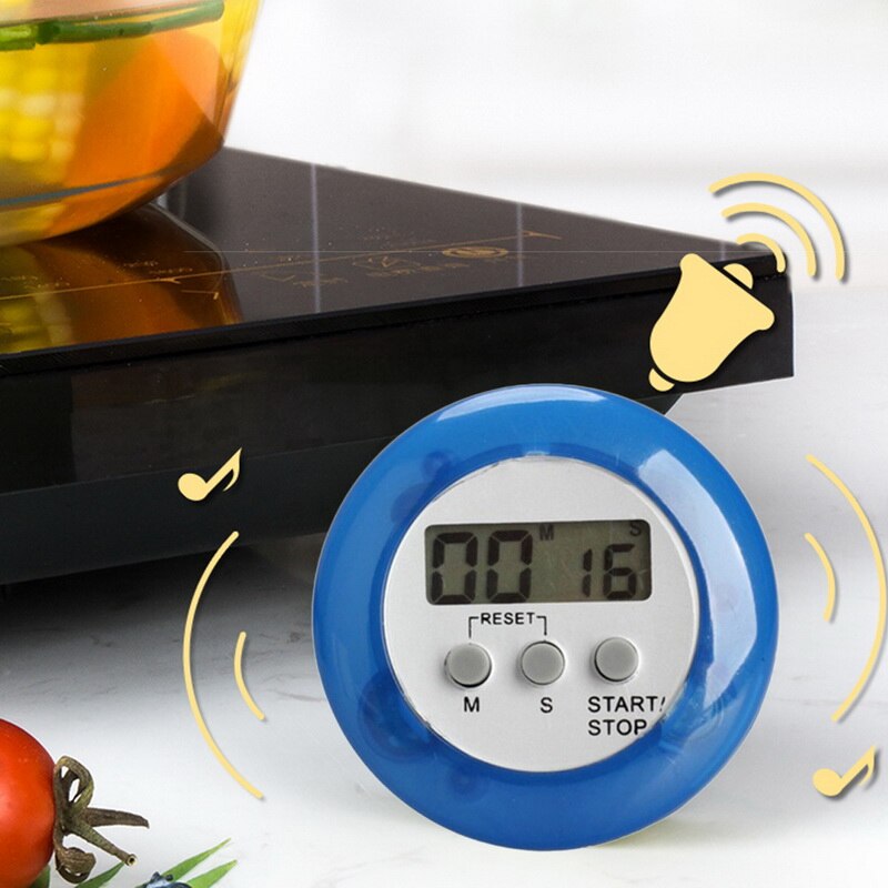1pc flerfarvet plastik køkkenur timer runde elektronisk timer køkken nedtælling timere alarm køkken timer