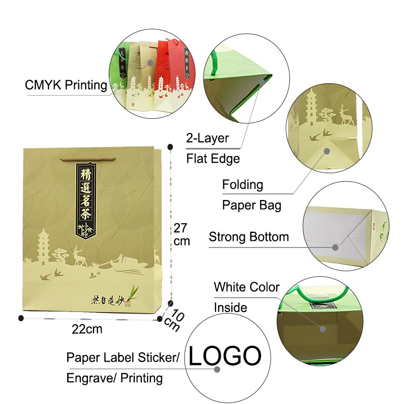 Xin Jia Yi Packaging Tea Bag Filter Paper Roll Brown Paper Shopping Bag with Rope Handle Kraft Paper Bag with Clear Window