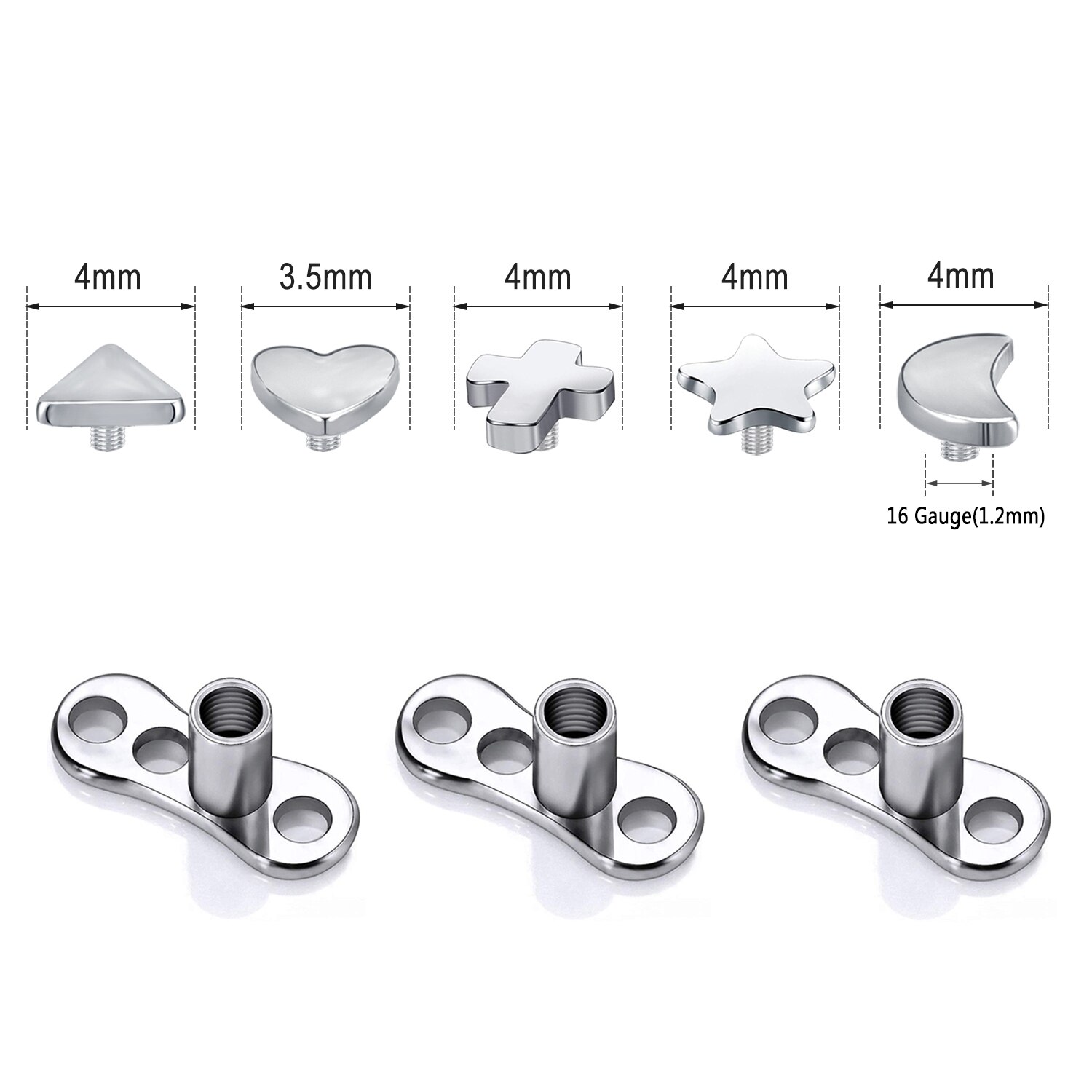 ZS 1 Set 2.5/3/4MM CZ Crystal Micro Dermal Piercing Men Women Stainless Steel Dermal Anchor Surface Piercings Opal Skin Diver: Antique Bronze Plated