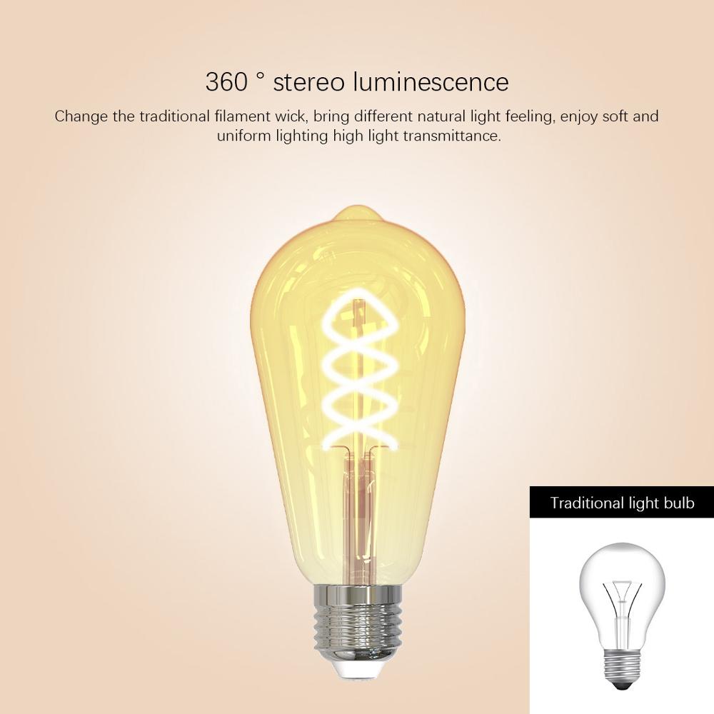 Tuya Smart Spiral Filament Bulb ST64 5.5W 1800K-6500K E27 Decorative Light Dimmable Lamp Work with Alexa Google Home