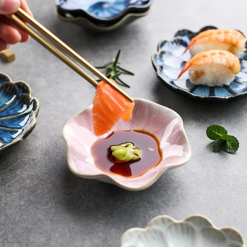 Keramisk tallrik retro ugnsglasyr japansk sås multifunktionell förvaringsbricka mini dippning sashimi sushi sojarätter hem snackstallrik