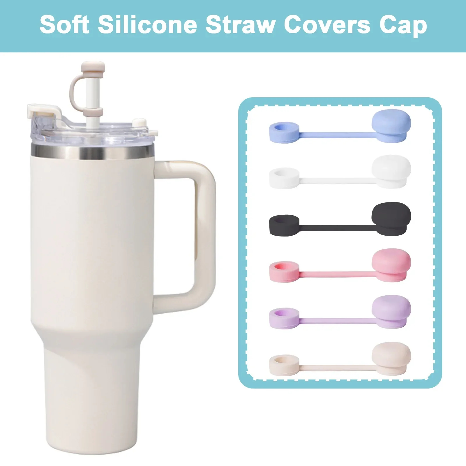 1/6 pcs Silicone Spill Proof Stopper Straw Covers Cap Reusable Silicone Straw Toppers Compatible Stanley Cup Spill Leak Stopper
