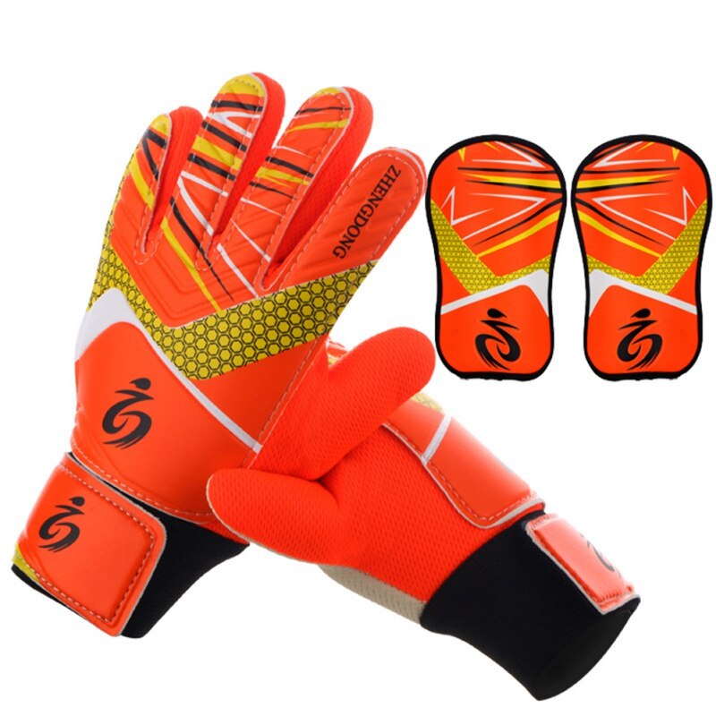 Kinder Fußball Fußball Torwart Goalie Training Handschuhe Durable Anti-Slip Atmungs Torwart Handschuhe mit Bein Schutzfolie: O1 / 5