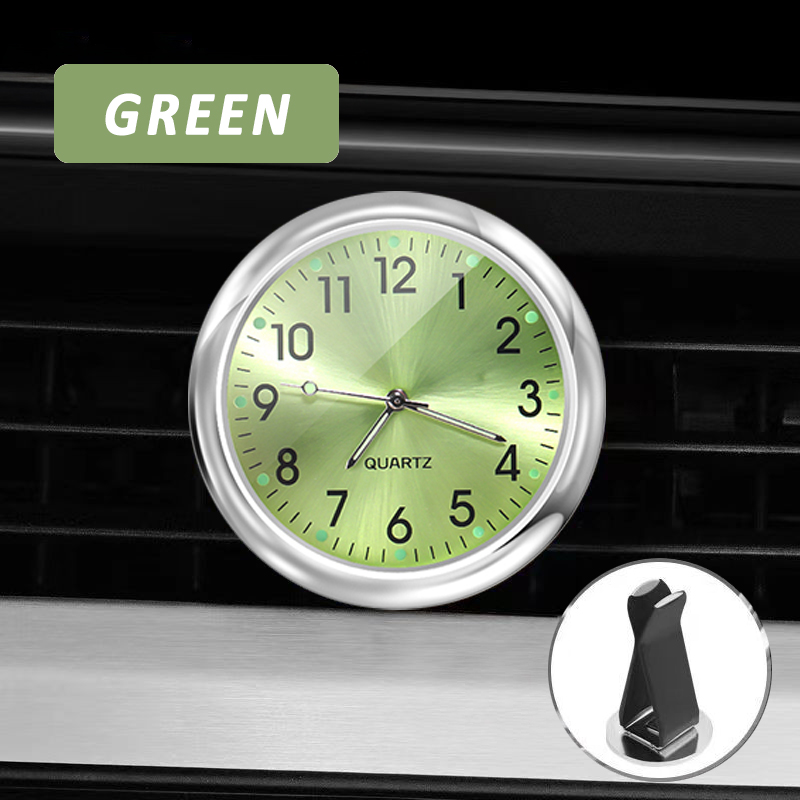 Reloj del tablero de la salida de aire del automóvil, accesorios de decoración noctilucentes electrónicos adhesivos para el coche: Negro