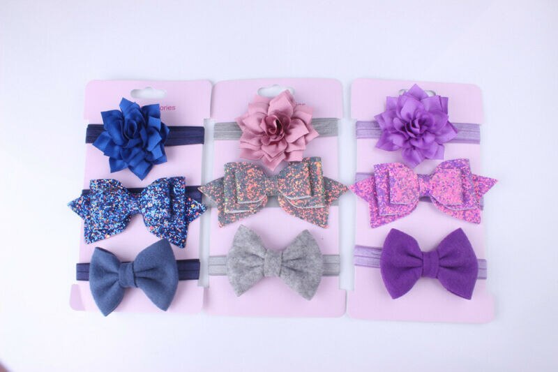 Baby Accessoires Hoofddeksels 3 Stks/set Schattige Baby Baby Meisjes Boog Hoofdband Elastische Haarband Photo Props