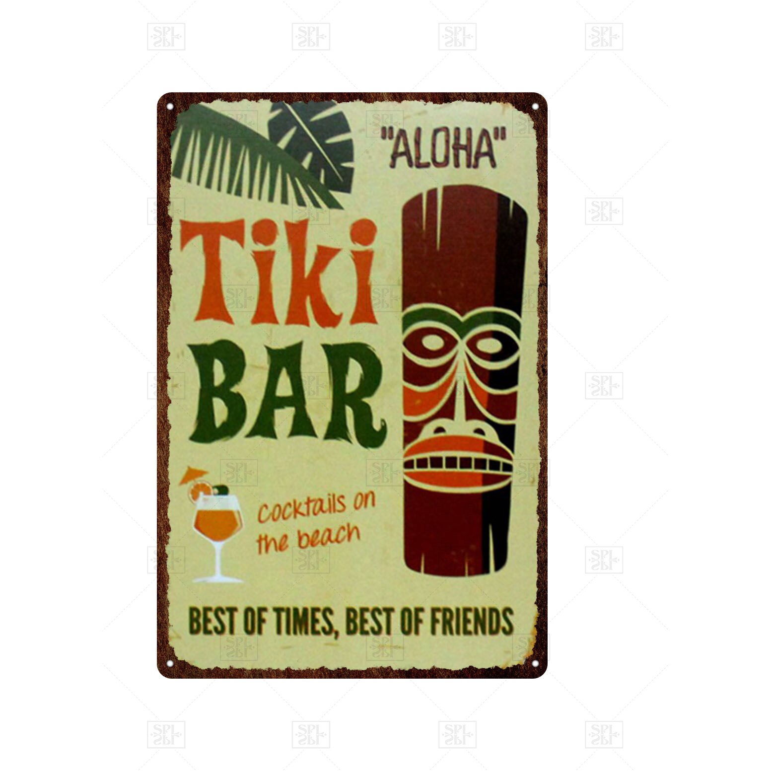 Tiki Bar Wall Decor Metal Sign Plaque Metal Summer Tiki Sign Metal Plate for Tiki Bar Beach Bar Decorative Iron Painting: TH1979