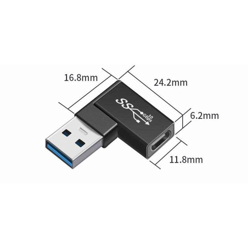 USB To Type C OTG Adapter USB USB-C Male To Type-c Female Converter 90 Degrees Angled For USBC OTG Connector: U3-B92