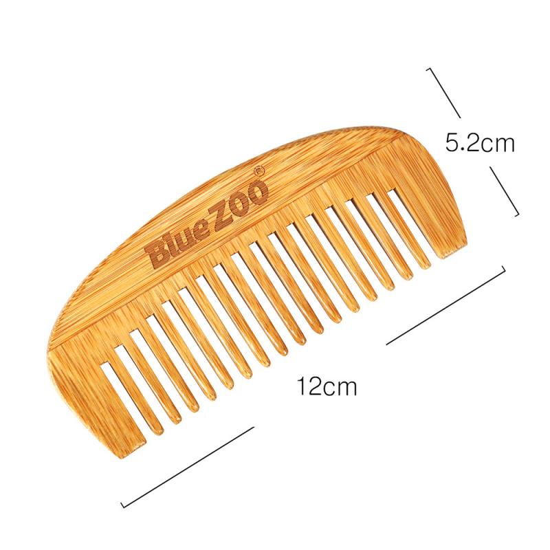 Nan-peine de media luna de bambú para cabello, cepillo para pelo rizado portátil, masaje antiestático, para evitar enredos, barba seca o húmeda, 3 uds.: 3PCS