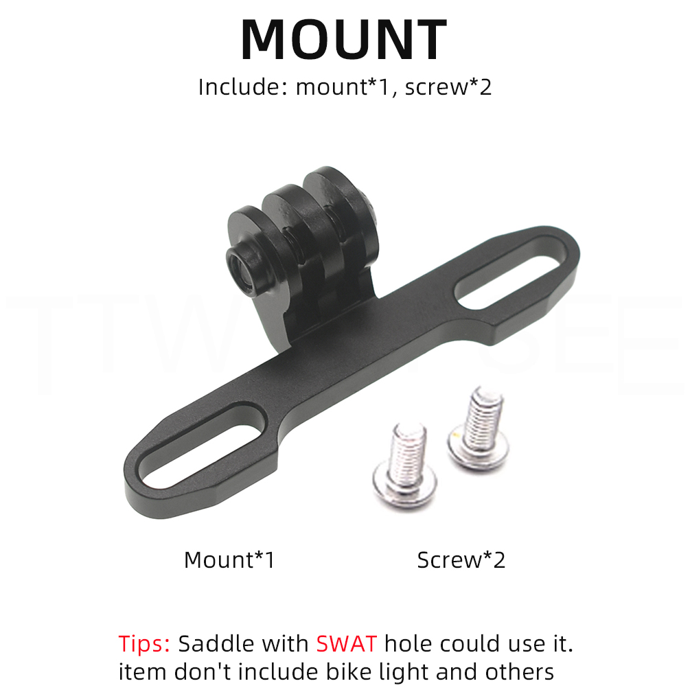 Twtopse Fiets Achterlicht Mount Voor Gespecialiseerde Zadelkussen Power Romin Toupe Swat Gat Fit Gopro Fietsen Fietsenrek Beugel: WHITE