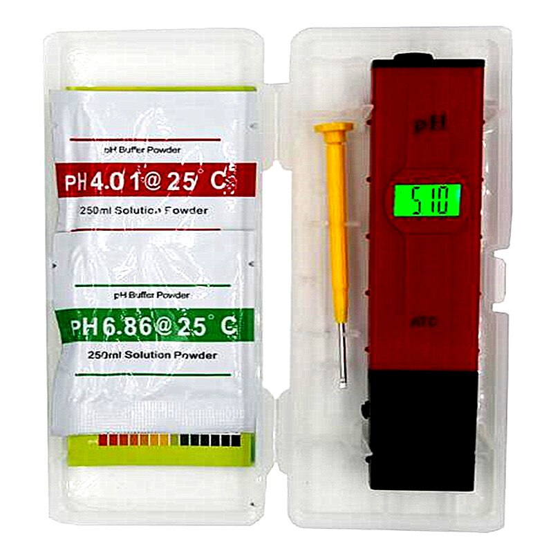 Pocket Pen PH Meter Digital Ph Tester 0.01-14.00ph with backlight LCD Display PH Meter for Aquarium Pool Water Laboratory 40%: with box