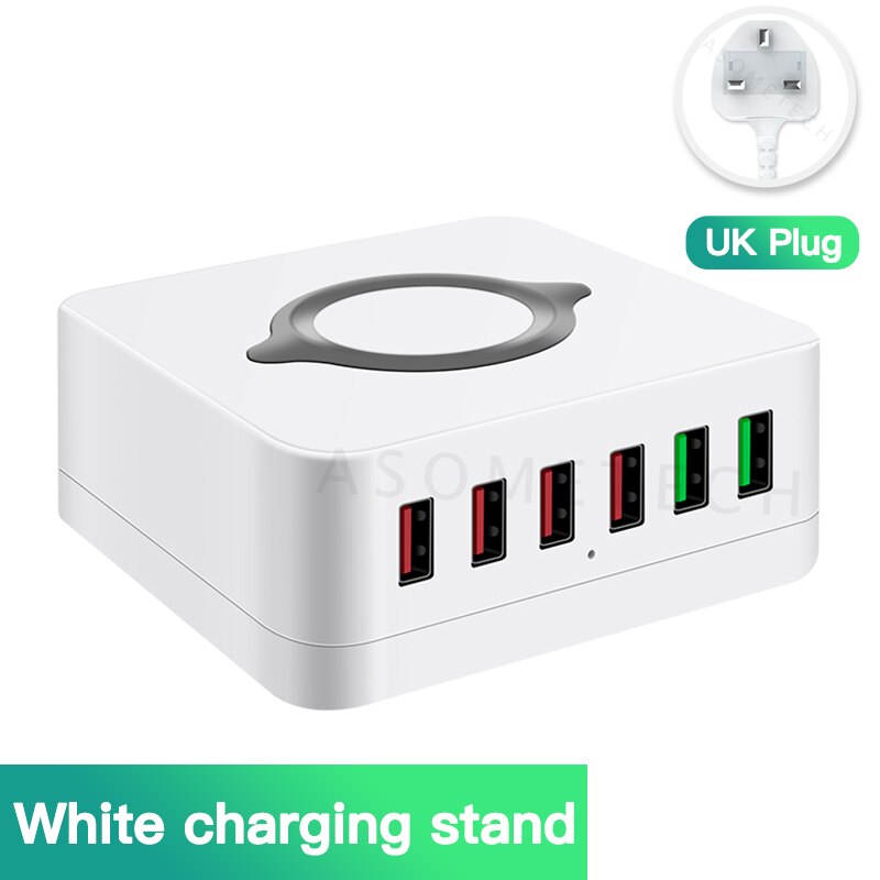 72W 6 Poort Quick Charge 3.0 Usb Charger Adapter Draadloze Oplader Opladen Station Telefoon Oplader Voor Iphone Samsung Huawei xiaomi: UK Plug
