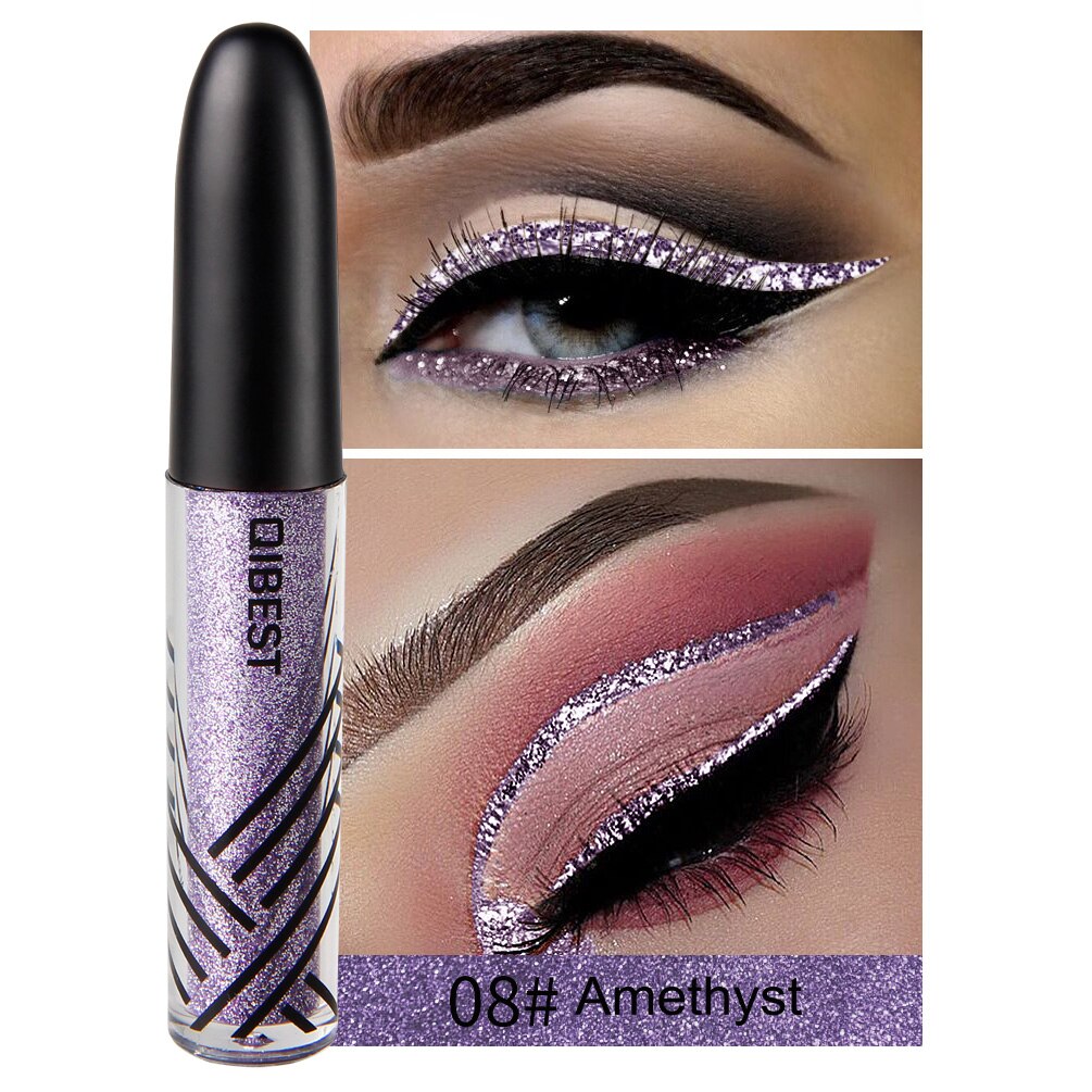 13 farver vandtæt flydende eyeliner glitter langtidsholdbar makeup eyeliner guld rød blå hvid eyeliner skinnende eyeliner: 08