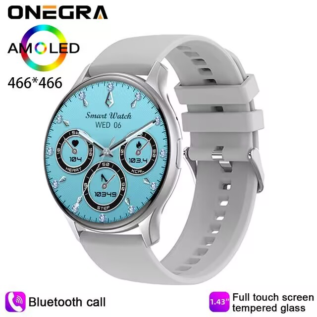 Montre intelligente AMOLED HK89 pour hommes et femmes, appel BT, surveillance de la santé, assistant vocal NDavid, toujours en affichage, suivi du fitness, sports, 1.43 pouces: green