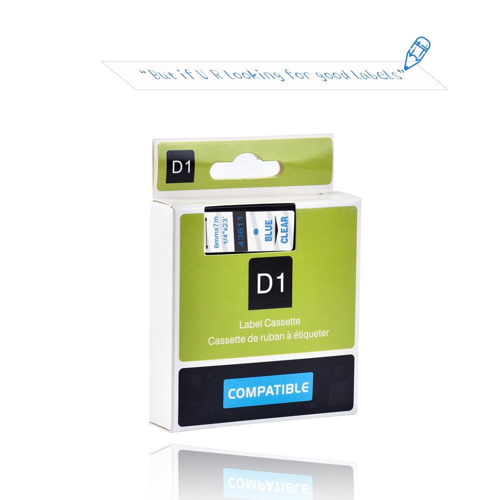 dymo d1 6mm 43611 blue on clear label tapes Ribbon compatible Dymo D1 label printer for Dymo Label Printer DYMO LM160 LM280