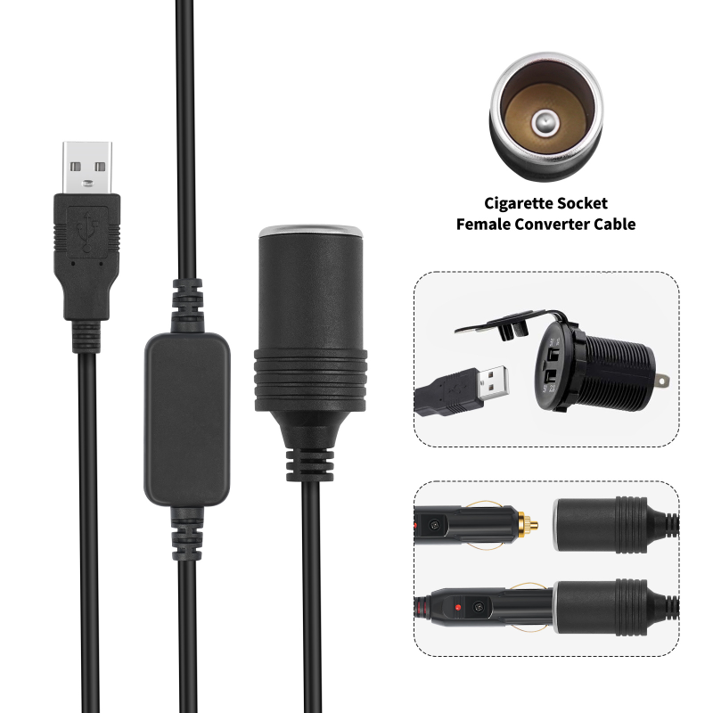 Prise allume-cigare Laguna mâle vers femelle, adaptateur convertisseur, accessoires électroniques de voiture, pipeline USB vers 12V, 1PC