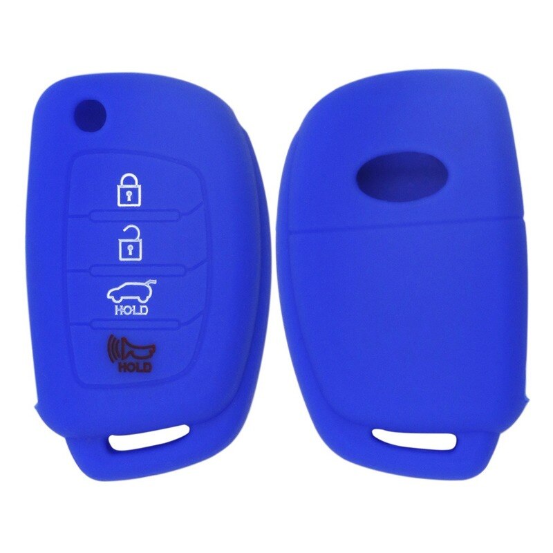 Geschikt Voor Hyundai IX35 Vouwen 4-Knop Autosleutel Case Soft Rubber Silicone Sleutel Shell Anti-Diefstal Afstandsbediening controle Beschermende Cove